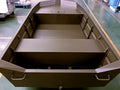 Aluminum Jon Boat 12 ft — flat-bottom interior with bench seats, reinforced transom and carry handles
